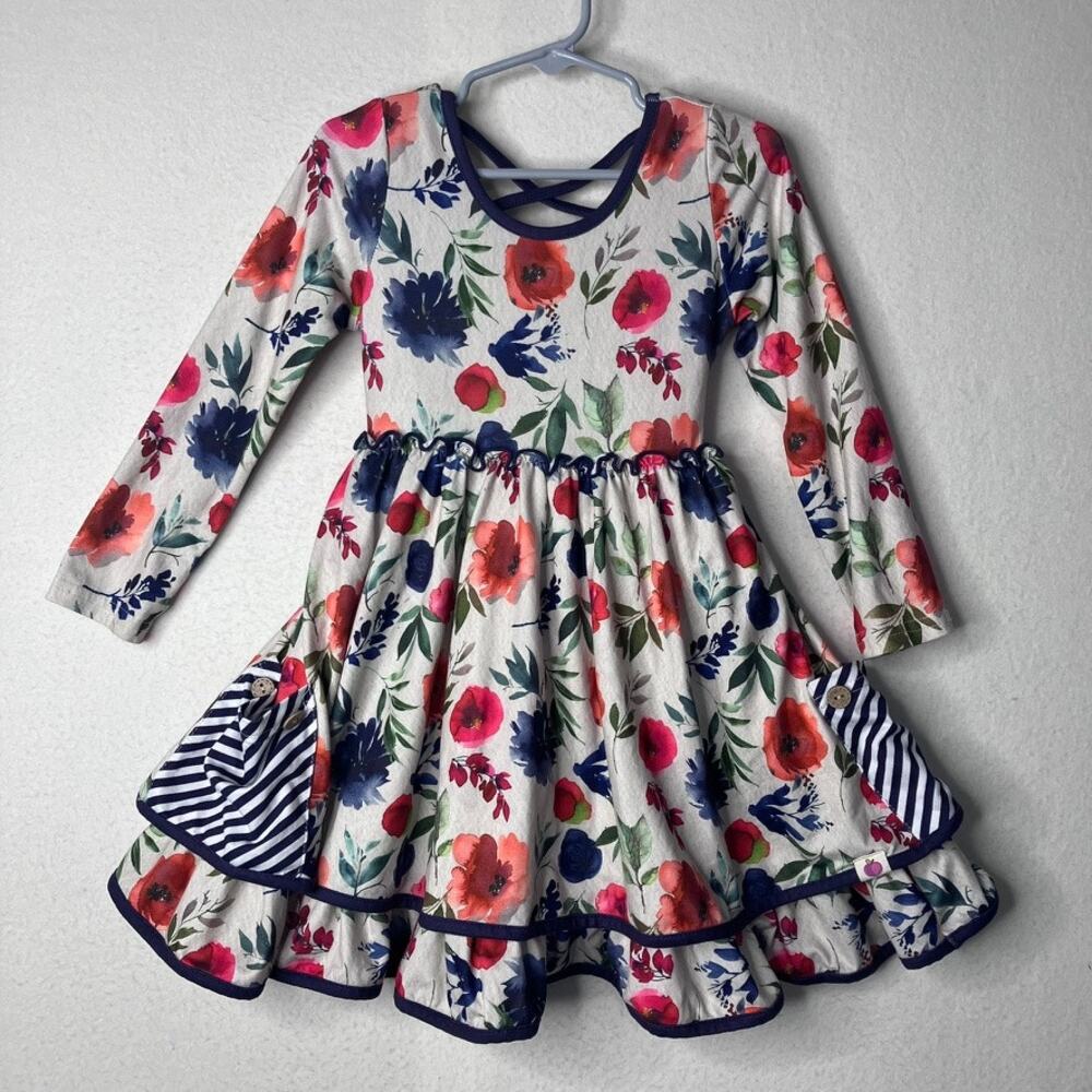 Cheeky Plum Floral Stretchy Dress 4T Girls Myra Twirl PLAY